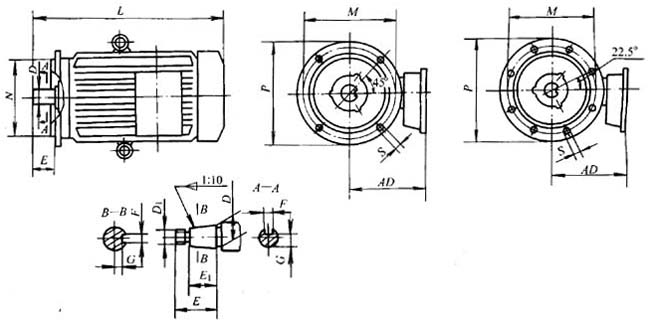 YZR2系列起重及冶金用繞線(xiàn)轉(zhuǎn)子三相異步電動(dòng)機(jī)外形尺寸