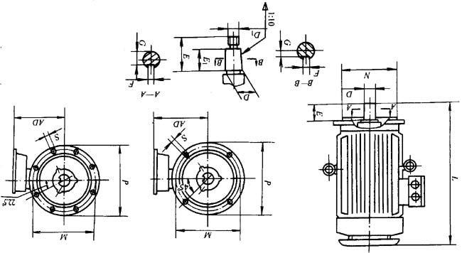 YZR2系列起重及冶金用繞線(xiàn)轉(zhuǎn)子三相異步電動(dòng)機(jī)外形尺寸